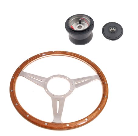 Moto-Lita Steering Wheel & Boss - 14 inch Wood - Slotted Spokes - Dished - RM8256DS